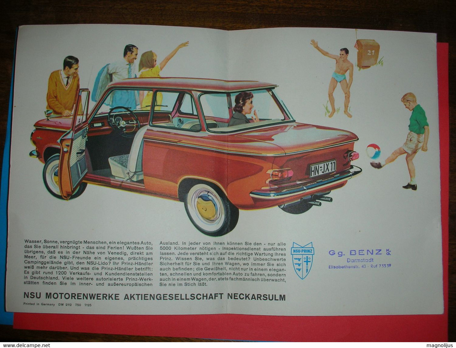 NSU-Prinz 4,automobile Brochure,catalog,car Instruction,Benz Shop Drivers Guide,dim.29.5x19.5 Cm,old Timer Advertising - Matériel Et Accessoires