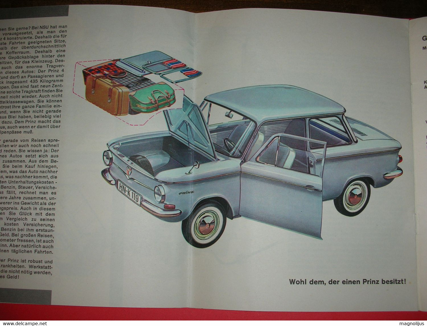 NSU-Prinz 4,automobile Brochure,catalog,car Instruction,Benz Shop Drivers Guide,dim.29.5x19.5 Cm,old Timer Advertising - Matériel Et Accessoires