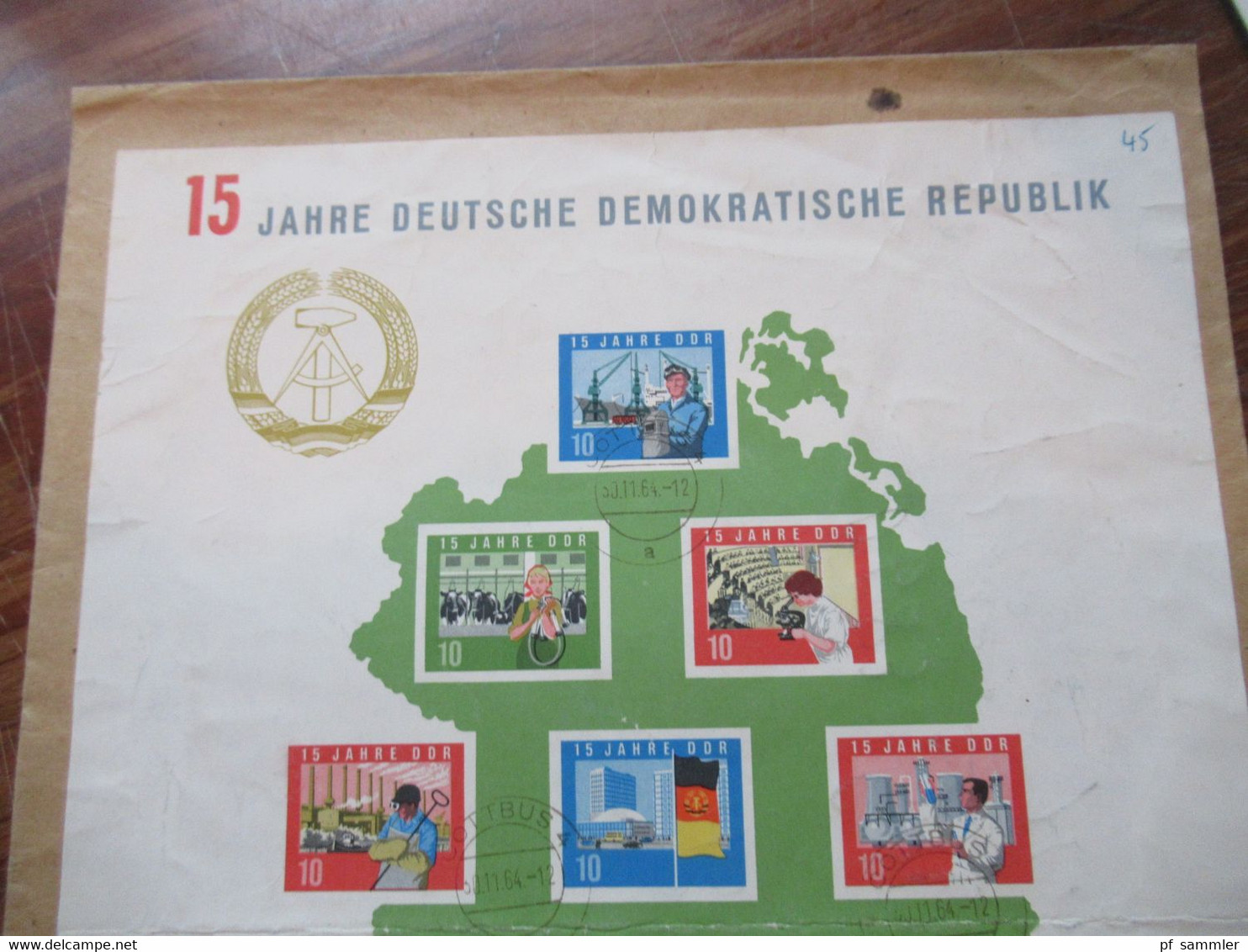 DDR 1964 Block 19 (15 Jahre DDR) Als Zusatzfrankatur Auf Großem Umschlag / Einschreiben Mit Tagesstempel Cottbus - Covers & Documents