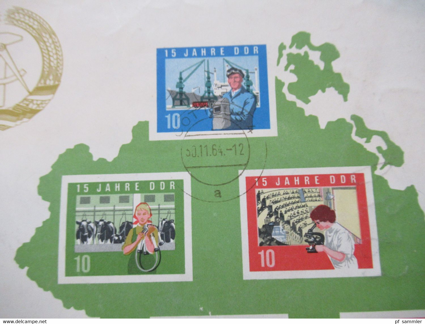 DDR 1964 Block 19 (15 Jahre DDR) Als Zusatzfrankatur Auf Großem Umschlag / Einschreiben Mit Tagesstempel Cottbus - Covers & Documents