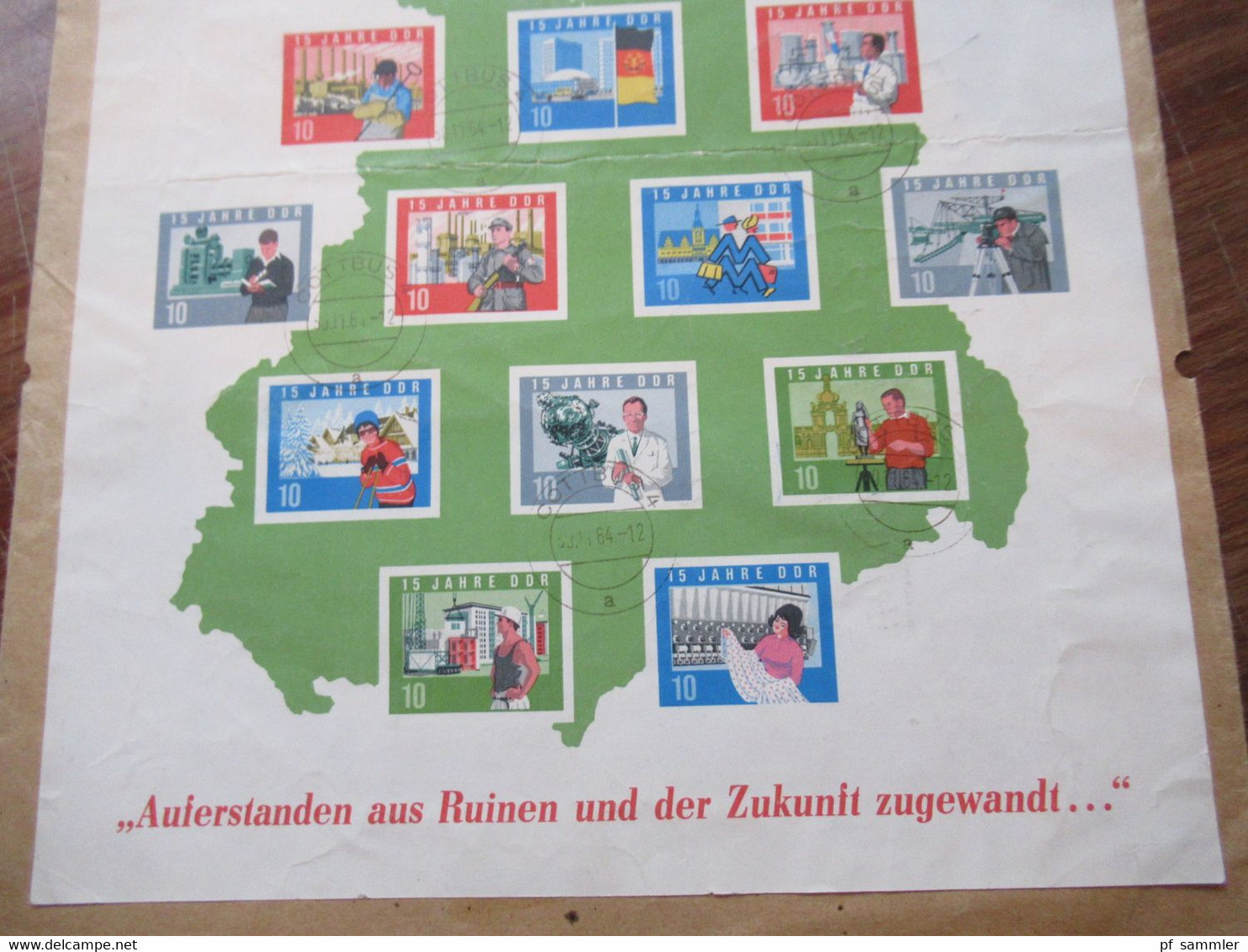 DDR 1964 Block 19 (15 Jahre DDR) Als Zusatzfrankatur Auf Großem Umschlag / Einschreiben Mit Tagesstempel Cottbus - Cartas & Documentos