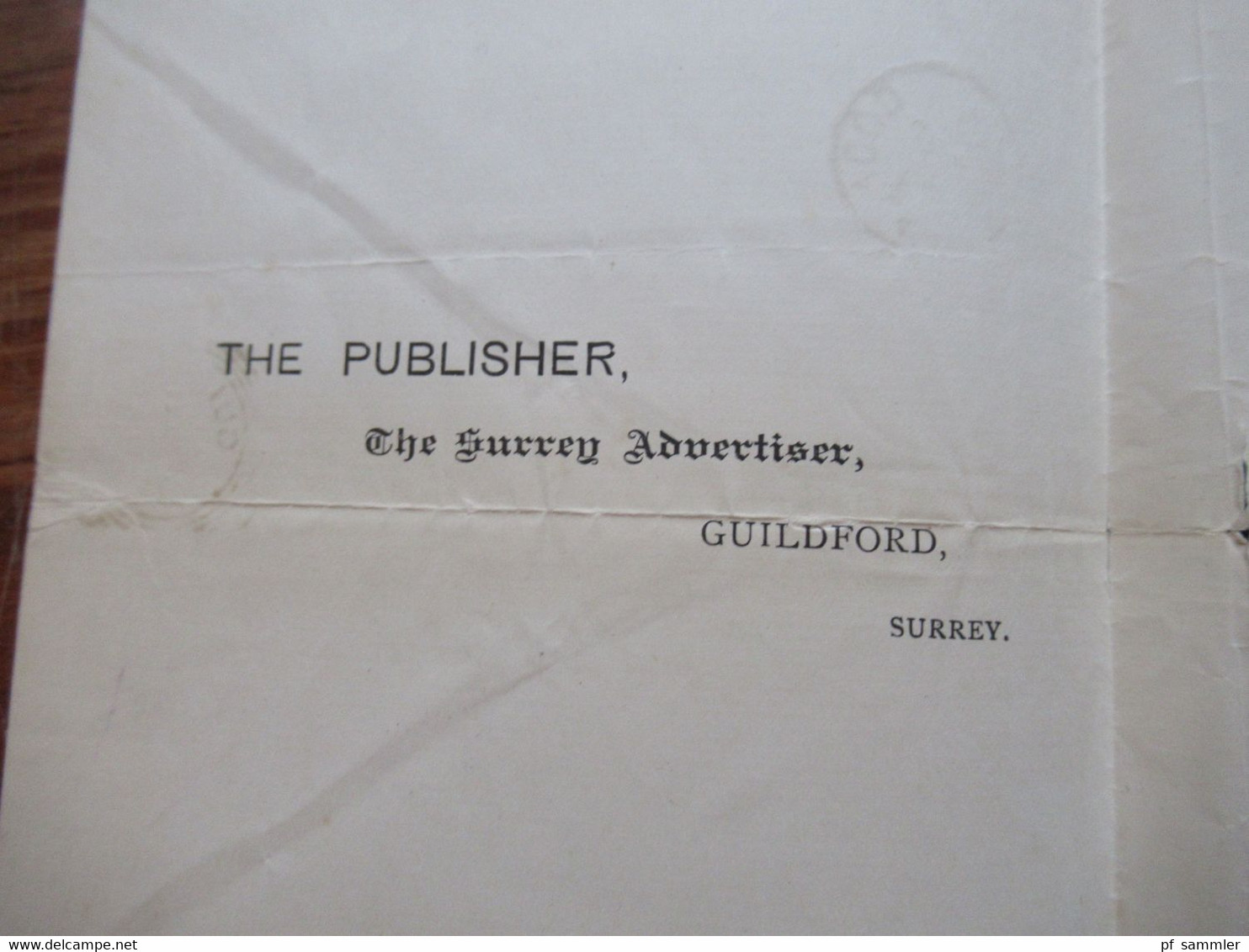 GB 1891 Nr.86 EF gedruckter Brief Application for Renewal Order The Surrey Advertiser Stempel Guildford