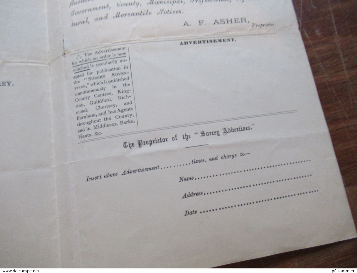 GB 1891 Nr.86 EF gedruckter Brief Application for Renewal Order The Surrey Advertiser Stempel Guildford