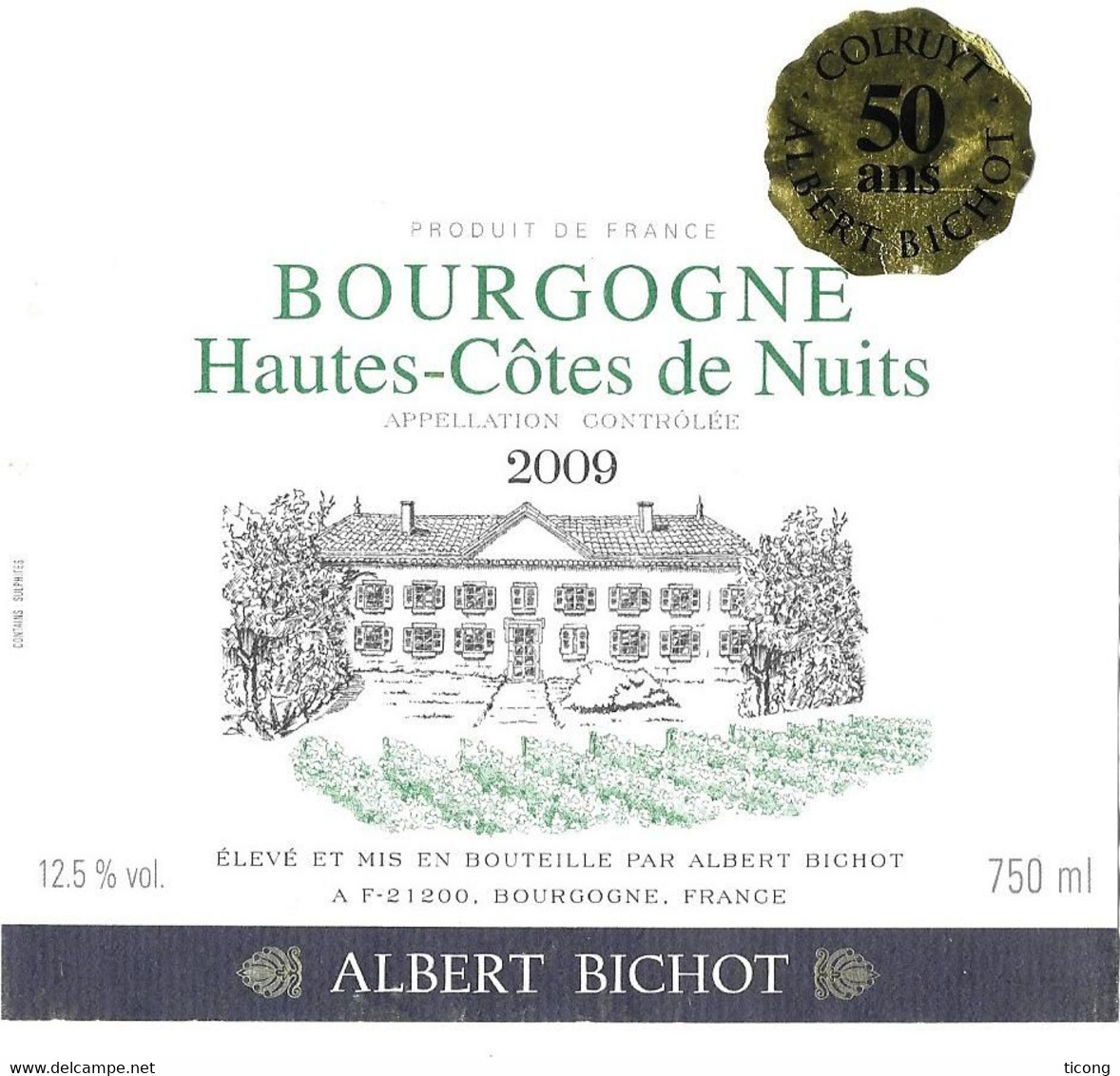 THEME CHATEAUX, HAUTES COTES DE NUITS BOURGOGNE 2009 ( 50 ANS ) ALBERT BICHOT A BEAUNE COTE D OR, VOIR LE SCANNER - Châteaux