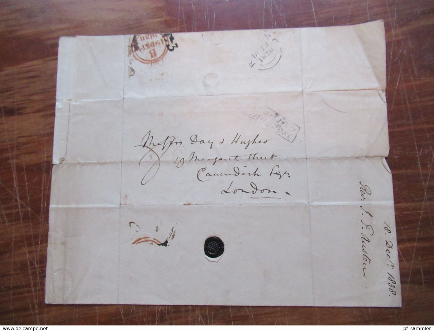 GB 18.12.1838 Vorphila Mit Stempel Ra2 Penny Post Nach London + Weitere Stempel Faltbrief Mit Inhalt - ...-1840 Préphilatélie