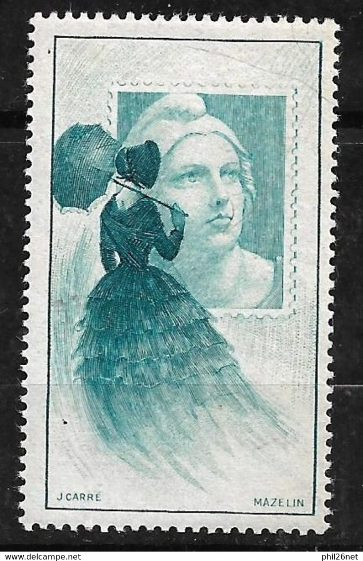 France Vignette " Femme à L'ombrelle"  Bleu-vert   Marianne De  Mazelin Exposition Citex 1949 Neuf * * B/TB   - Briefmarkenmessen
