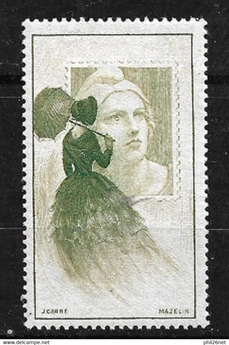 France Vignette " Femme à L'ombrelle"  Gris-vert   Marianne De  Mazelin Exposition Citex 1949 Neuf * B/TB   - Briefmarkenmessen