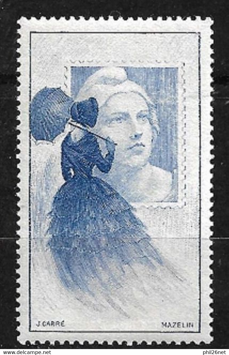 France Vignette " Femme à L'ombrelle"  Bleu Nuit   Marianne De  Mazelin Exposition Citex 1949 Neuf * B/TB   - Briefmarkenmessen