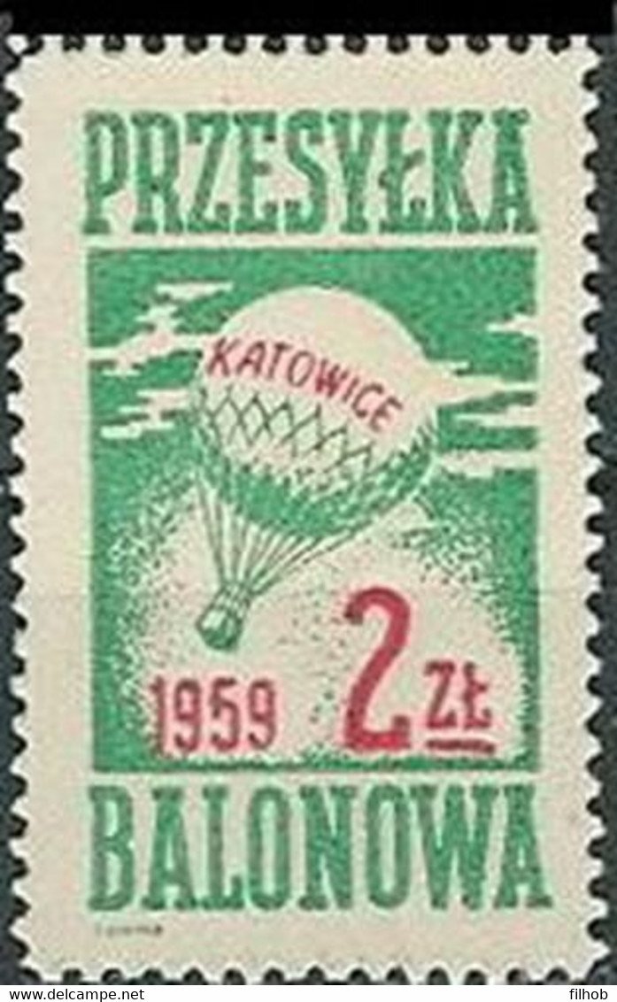 Poland Label - Balloon 1959 (L002): KATOWICE - Ballonpost