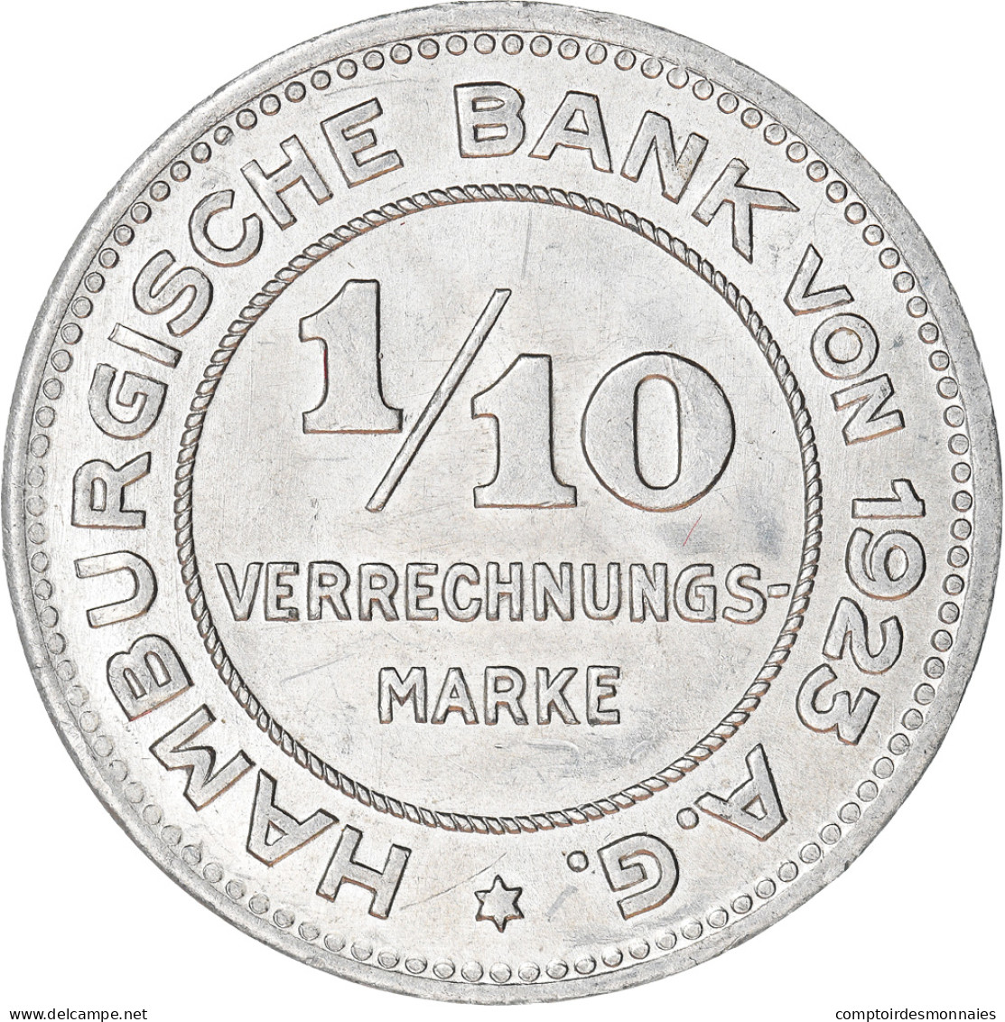 Monnaie, Etats Allemands, Hamburg, 1/10 Verrechnungsmarke, 1923, SUP+, Aluminium - Monétaires/De Nécessité