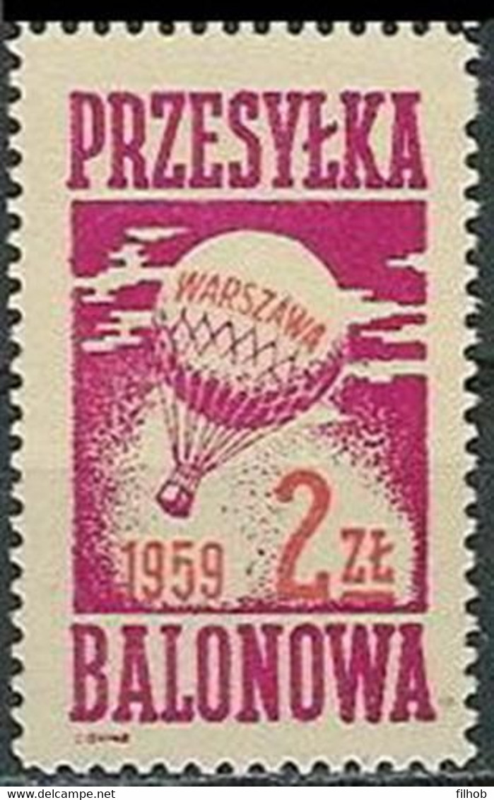 Poland Label - Balloon 1959 (L004): WARSZAWA - Ballonpost
