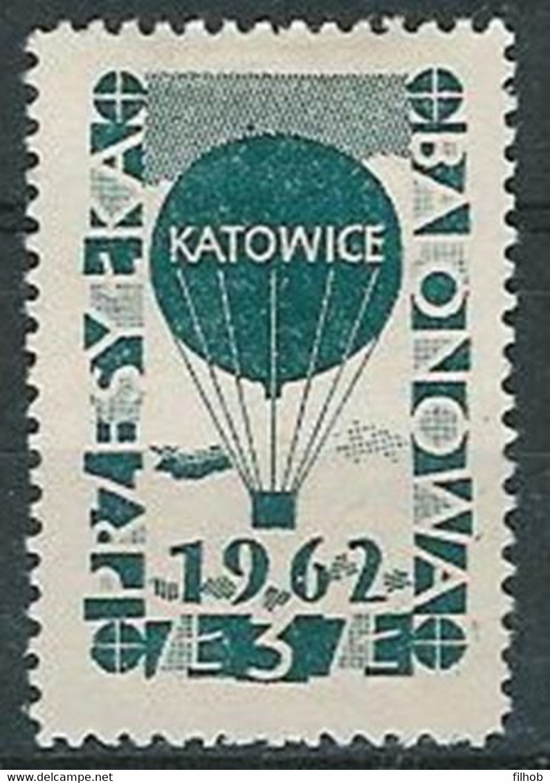 Poland Label - Balloon 1962 (L012): KATOWICE - Ballonpost