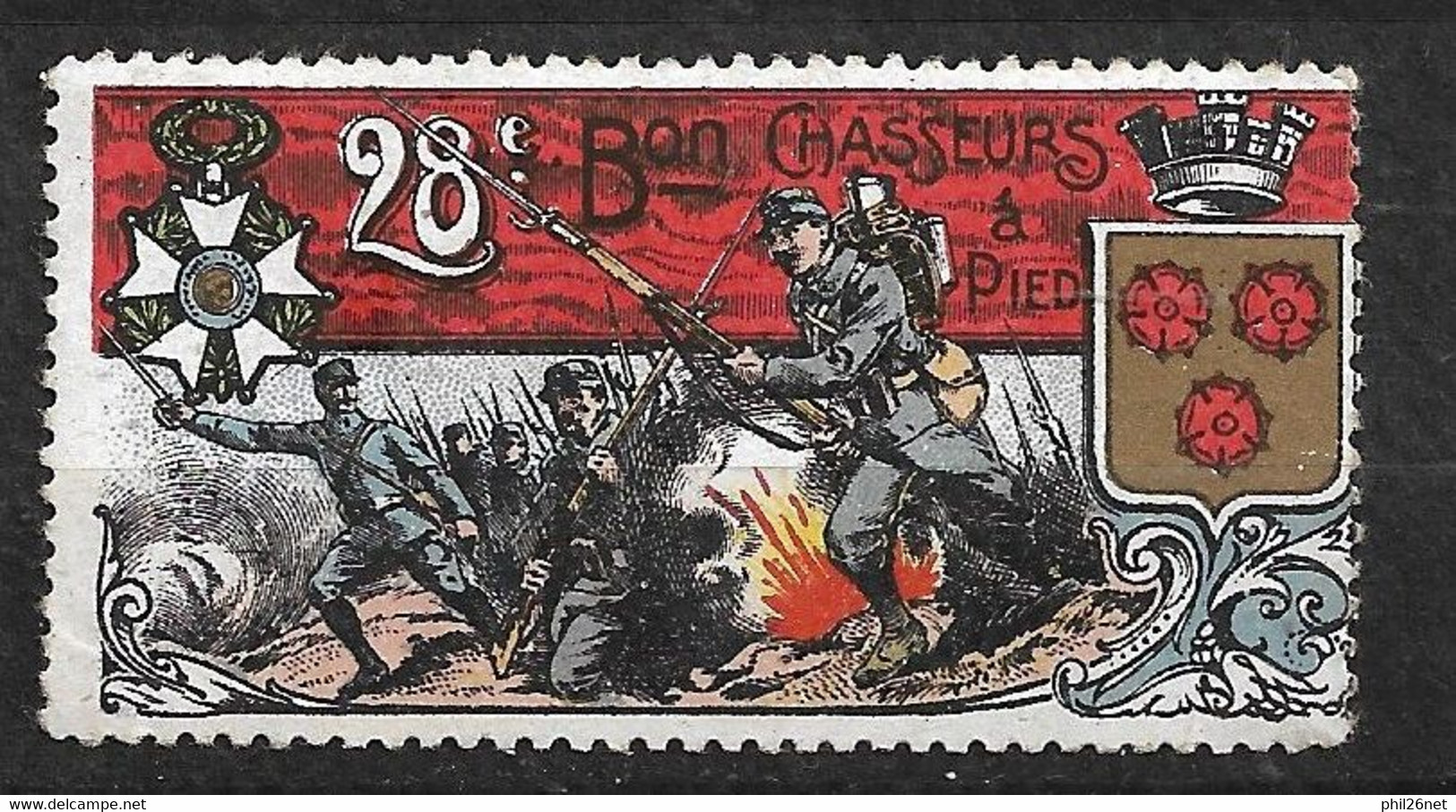 France Vignette 28ème Bataillon De Chasseurs à Pied 1914 (puis Alpins)  Neuf  * *  B/TB   - Militärmarken