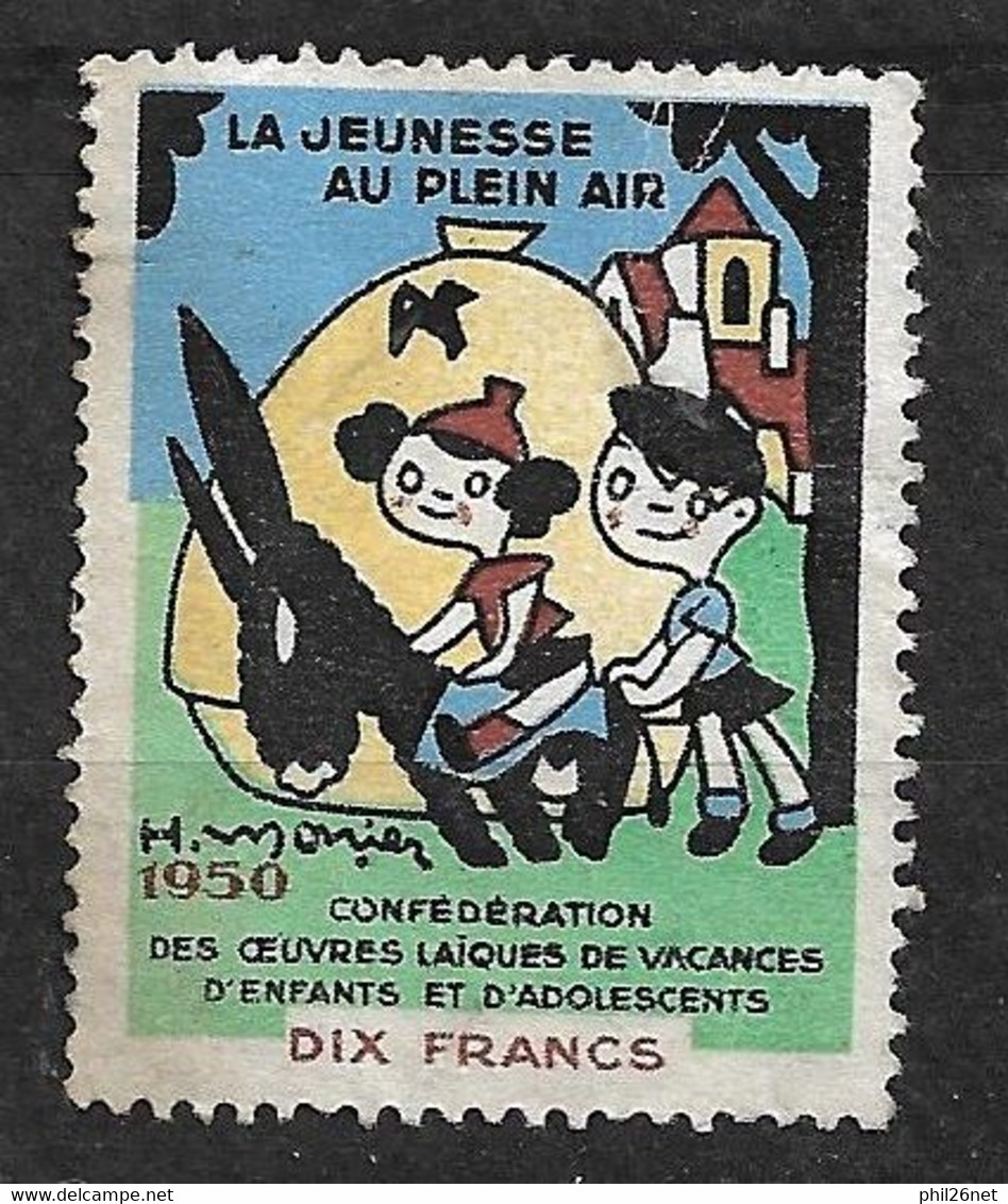 France  Vignette Confédération Des Oeuvres Laïques "Jeunesse Au Plein Air  1950    Neuf (*) B/TB     - Tourism (Labels)