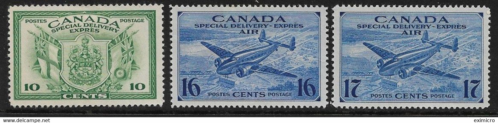 CANADA 1942 - 1943 WAR EFFORT SPECIAL DELIVERY SET SG S12/S14 MOUNTED MINT Cat £24+ - Special Delivery