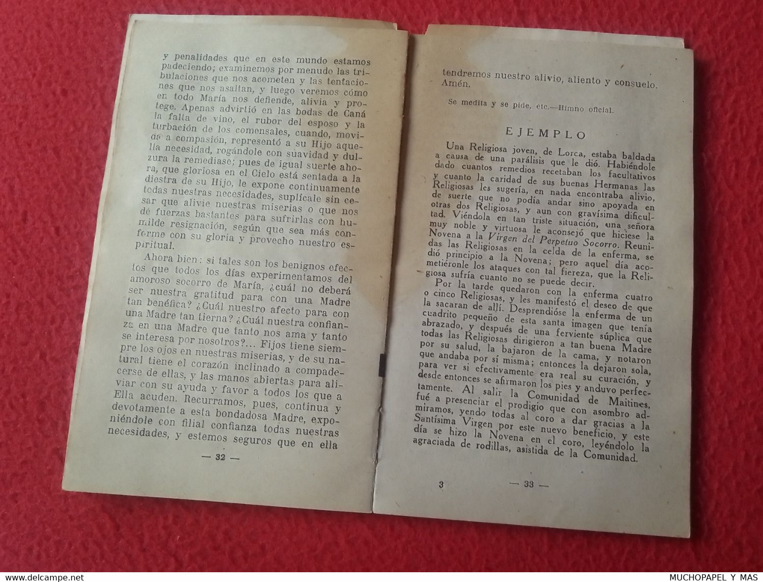 SPAIN ESPAGNE ANTIGUO LIBRO NOVENA EN HONOR DE NUESTRA SEÑORA DEL PERPETUO SOCORRO 1947 POR UN PADRE REDENTORISTA. BOOK.