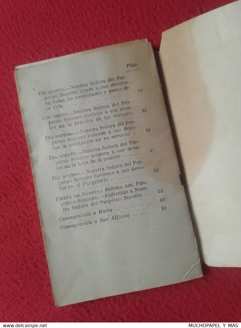 SPAIN ESPAGNE ANTIGUO LIBRO NOVENA EN HONOR DE NUESTRA SEÑORA DEL PERPETUO SOCORRO 1947 POR UN PADRE REDENTORISTA. BOOK.