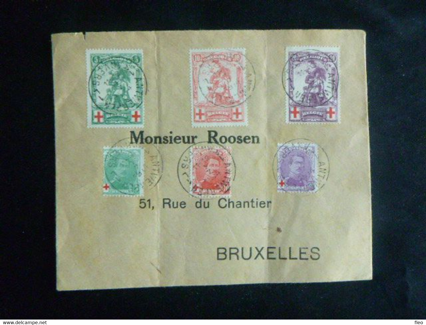 Lettre Affr. Albert Croix-ROuge Et MERODE (N°126/131) Obl. Sc ANTWERPEN 1 Vers Anvers - 1918 Rotes Kreuz