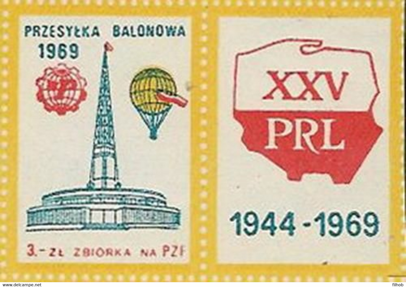 Poland Label - Balloon 1969 (L026): Poznan Fair XXXVIII MPT 25 Y. PRL - Ballons