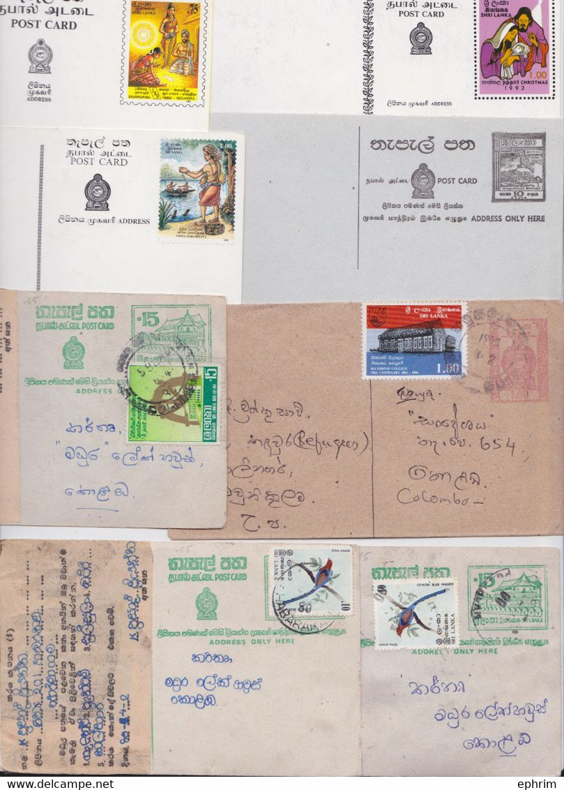 Ceylon Ceylan Sri Lanka Lot De 8 Cartes Entiers Postaux Local Postal Stationery Postcard Prepaid Post Card PS - Sri Lanka (Ceylan) (1948-...)