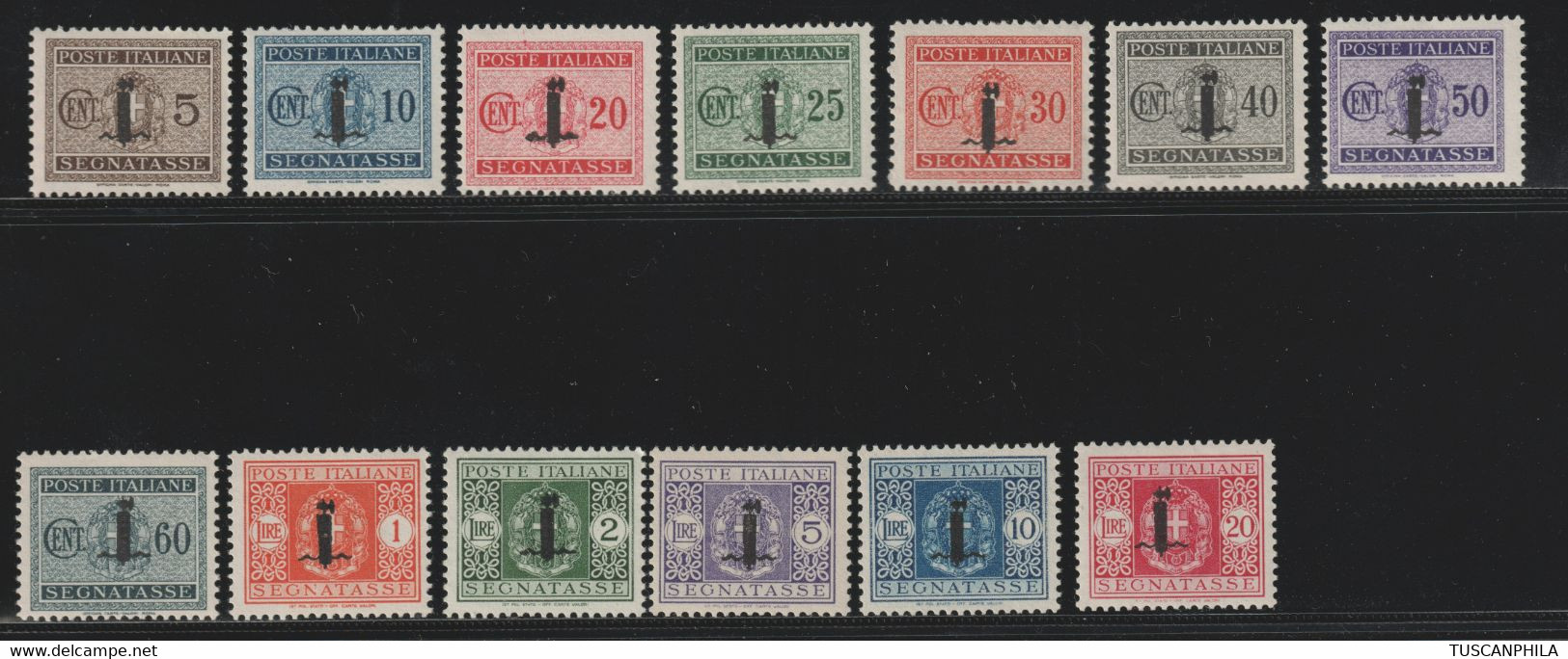 Repubblica Sociale 1944 Serie Completa Segnatasse Sass. 60/72 MNH** Cv 1000 - Taxe