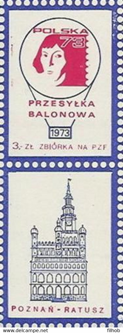 Poland Label - Balloon 1973 (L031): Poznan Exhibition Polska 73 - Balloons