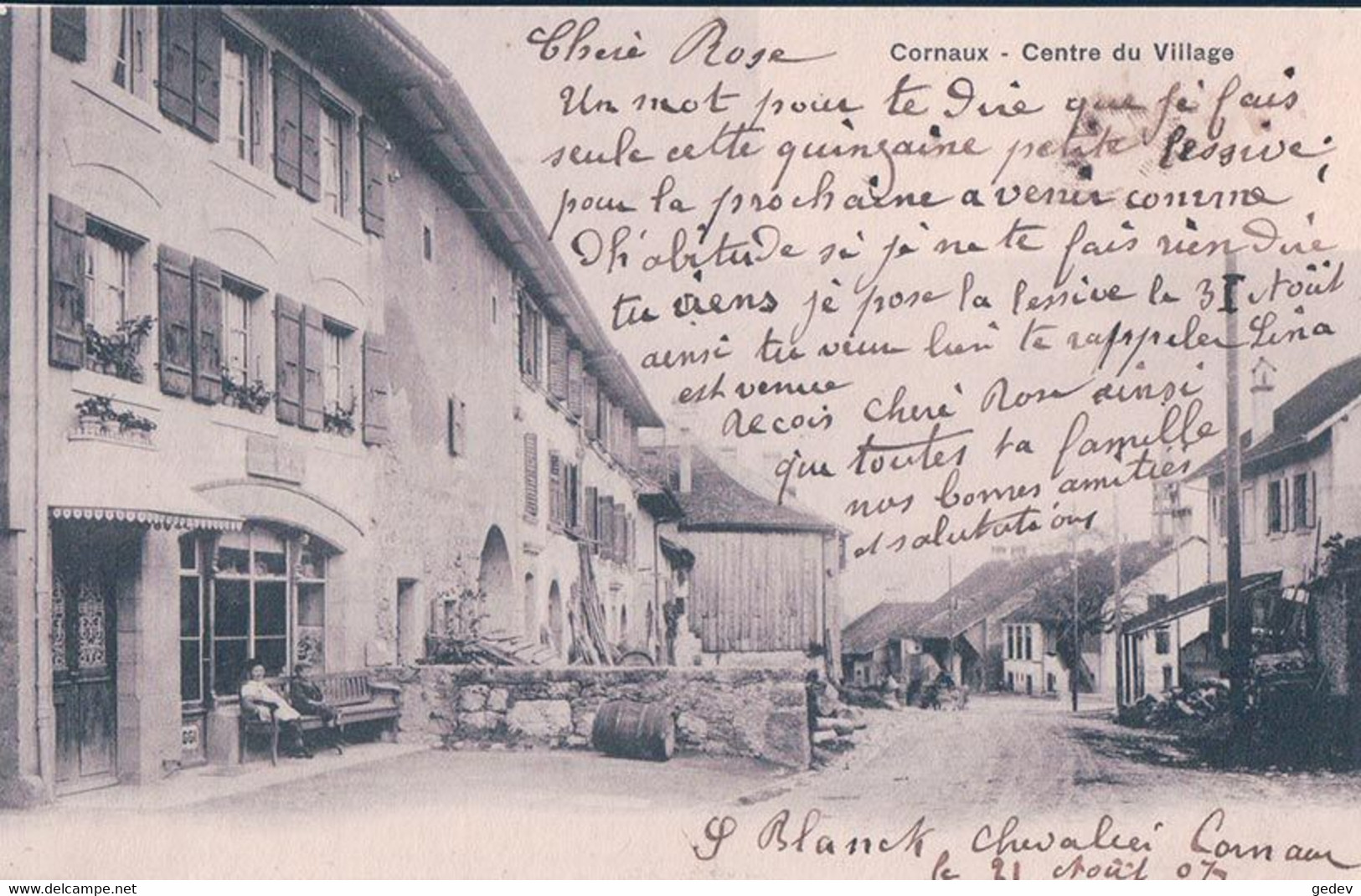 Cornaux NE, Centre Du Village (21.8.1907) - Cornaux