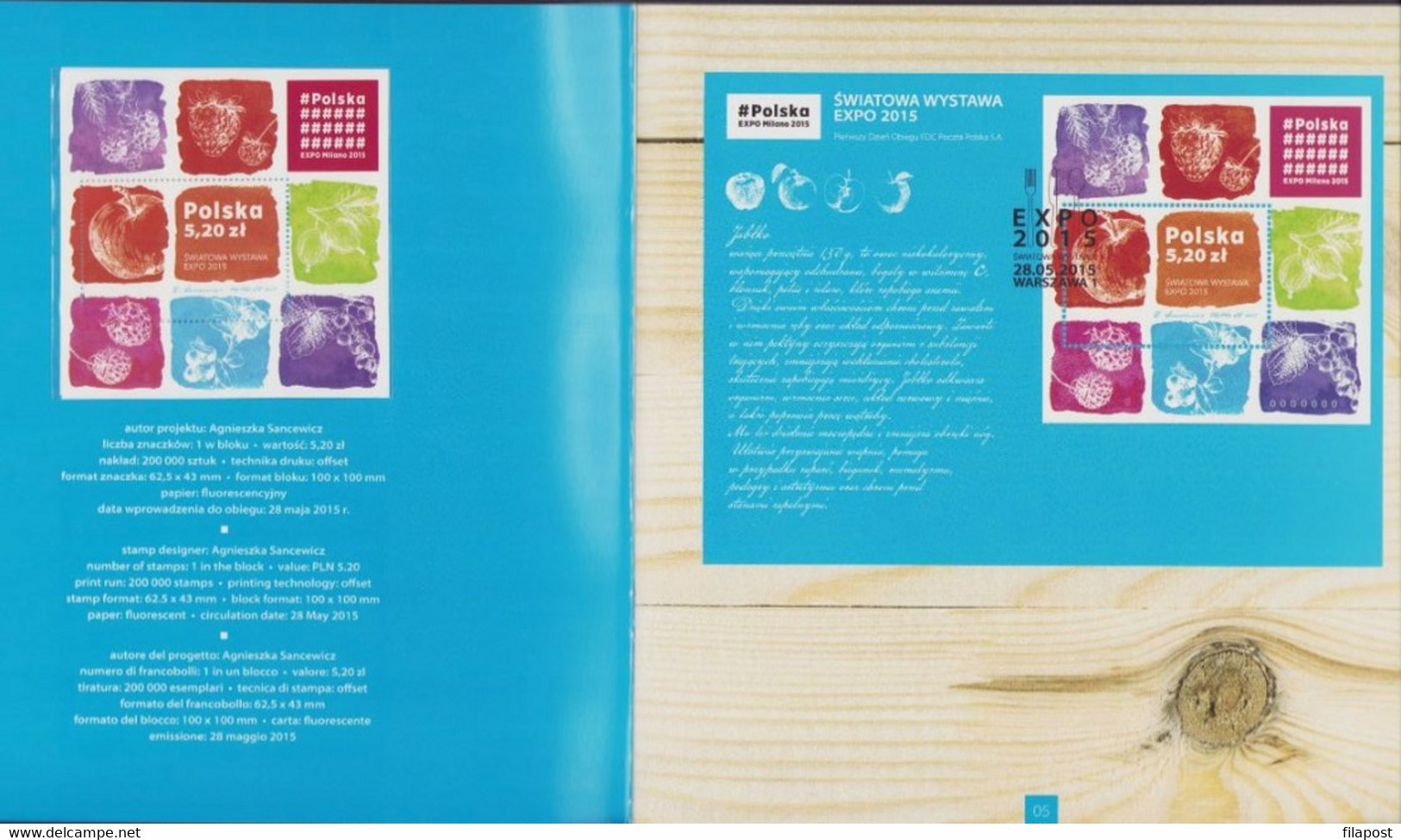 Poland 2015 Souvenir Booklet / World's Fair Expo In Milan, Fruit, Plants, Food, Exposition / With Mini Sheet MNH** - 2015 – Milaan (Italië)