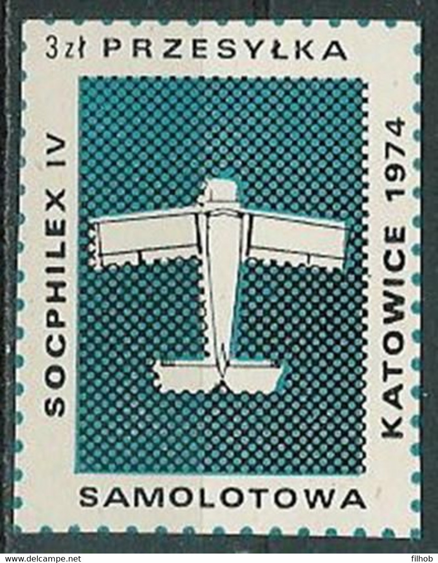 Poland Label - Airplane 1974 (L040): Katowice Socphilex IV - Flugzeuge