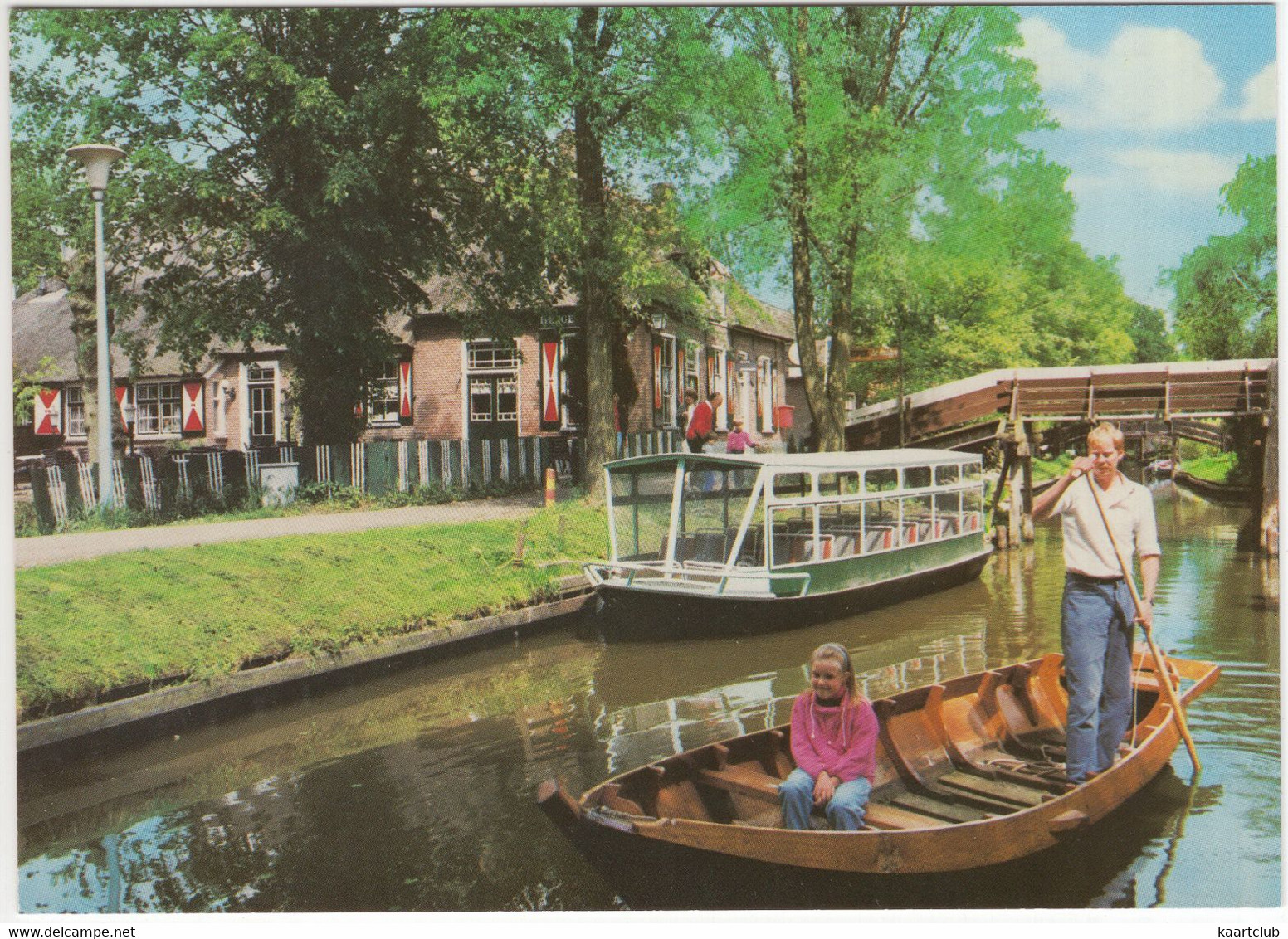 Groeten Uit Giethoorn - Punter, Rondvaartboot, Hoogbruggetje - (Ov., Nederland / Holland) - Giethoorn
