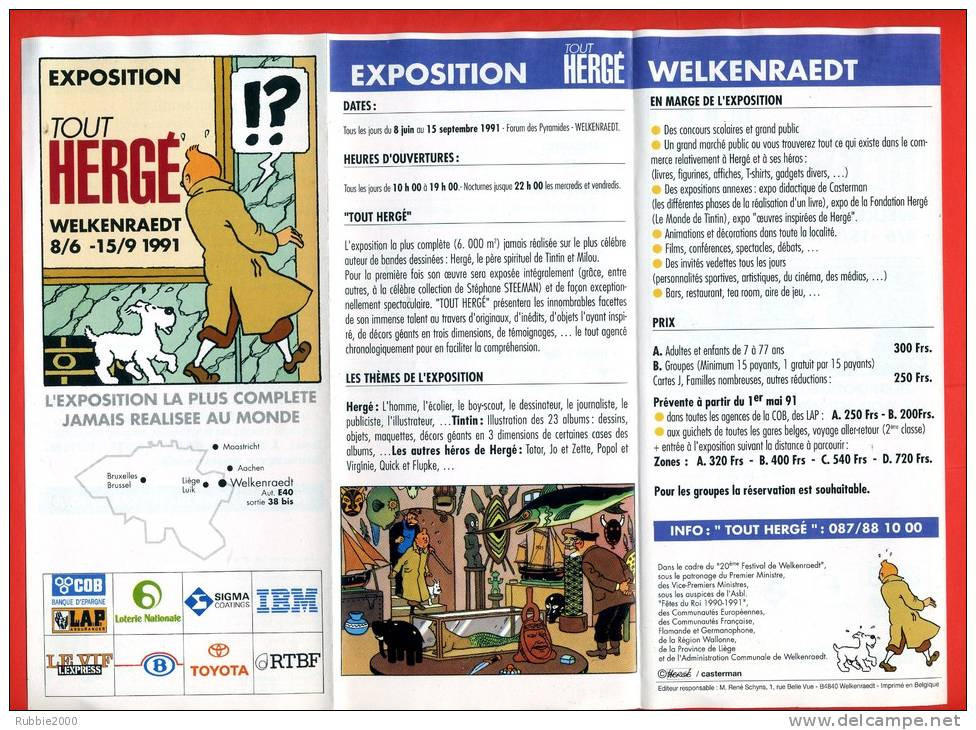 EXPOSITION 1991 TOUT HERGE A WELKENRAEDT TENTOONSTELLING ALLES OVER HERGE - Affiches & Offsets