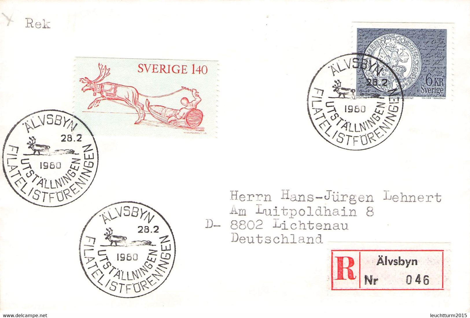 SWEDEN - REGISTERED LETTER 1980 ALVSBYN > LICHTENAU/DE / YZ50 - Brieven En Documenten