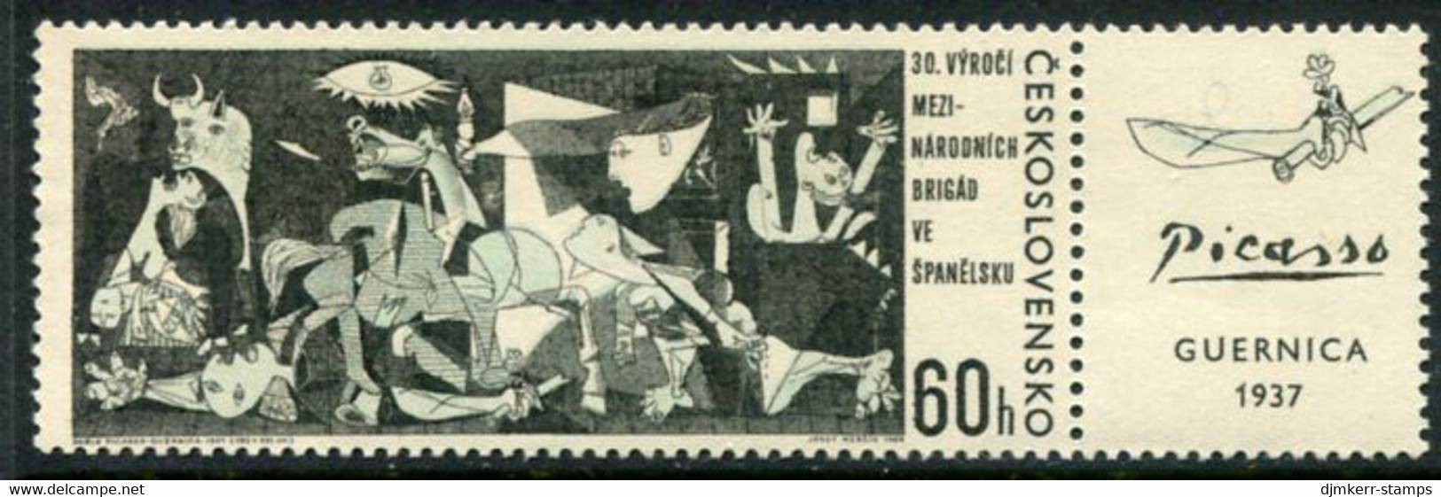 CZECHOSLOVAKIA 1966 International Brigade: Picasso Painting With Label MNH / **.  Michel  1637 Zf - Ungebraucht