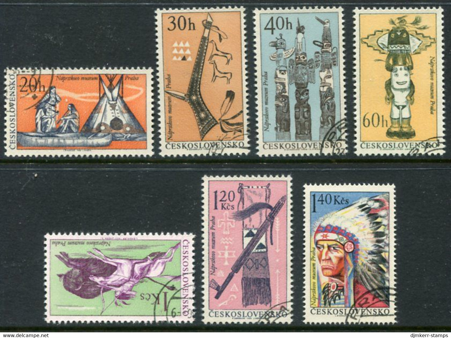 CZECHOSLOVAKIA 1966 Native Americans Exhibition  Used.  Michel  1629-35 - Oblitérés