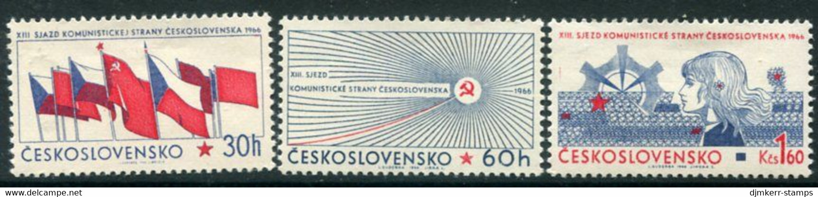 CZECHOSLOVAKIA 1966 Communist Party Congress MNH / **.  Michel  1626-28 - Unused Stamps