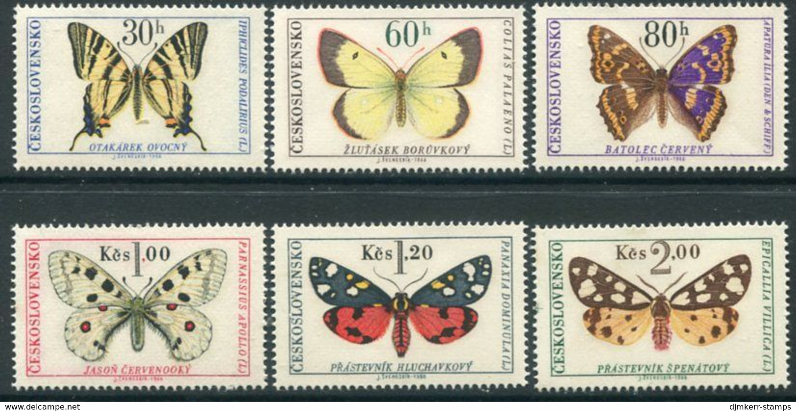 CZECHOSLOVAKIA 1966 Butterflies MNH / **.  Michel  1620-25 - Unused Stamps