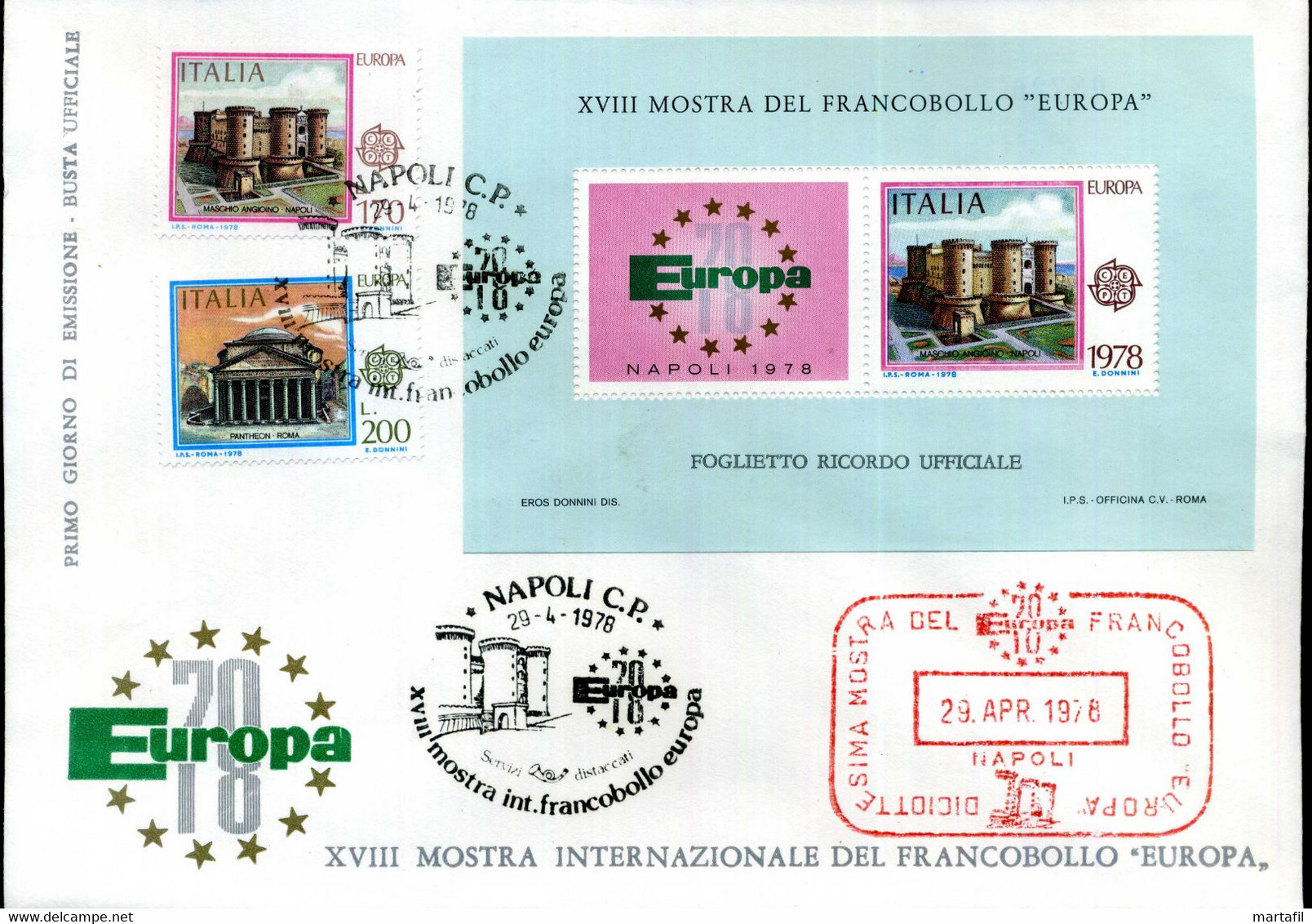 1978 Europa Europa-CEPT FDC 18° Mostra Del Francobollo "Europa" Con Erinnofilo - Sammlungen