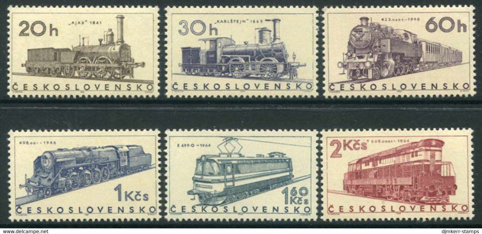 CZECHOSLOVAKIA 1966 Railway Locomotives  MNH / **.  Michel  1603-08 - Nuevos