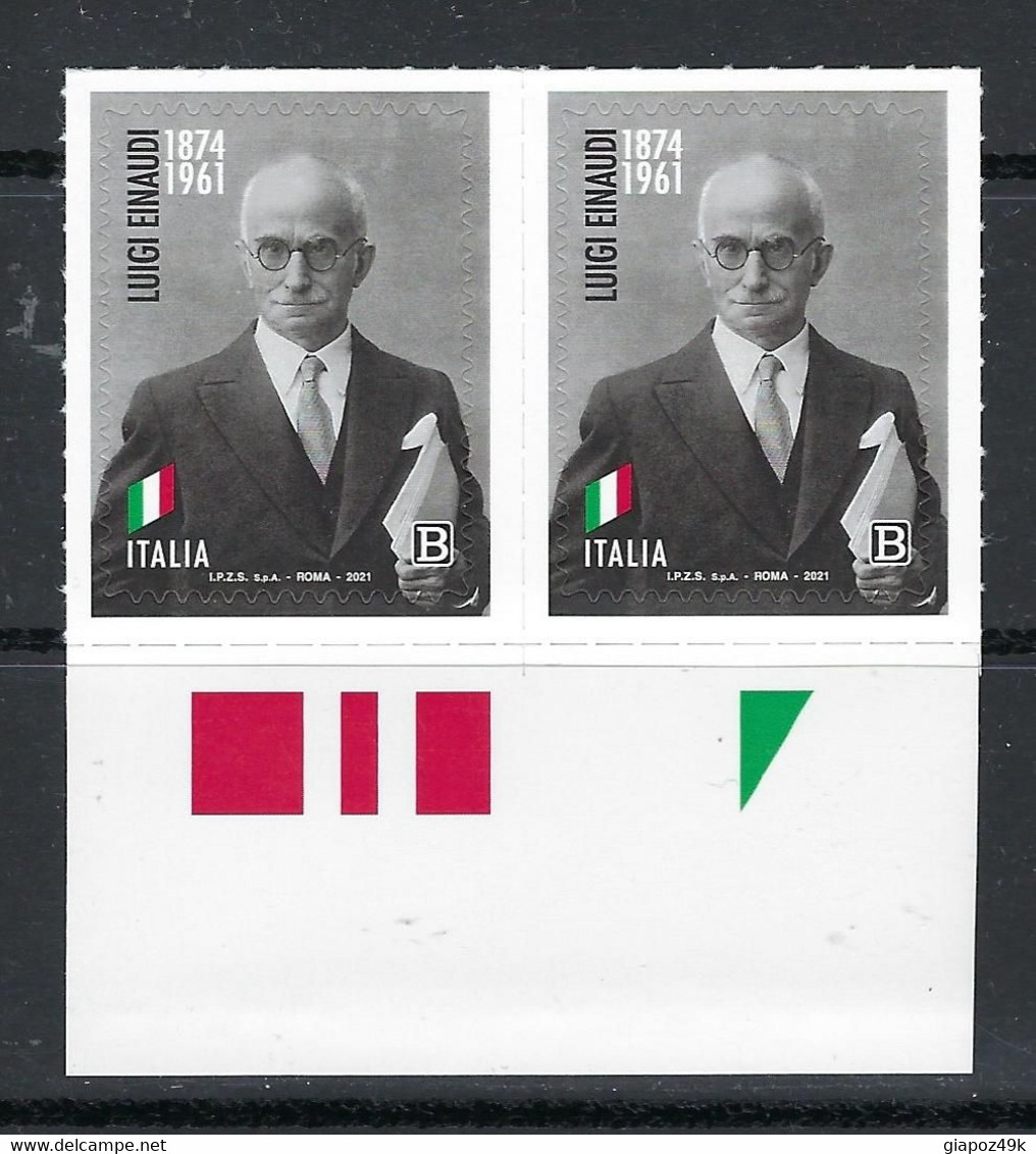 2021 ITALIA ⭕ 60° Luigi Einaudi ⭕ Secondo Presidente Della Repubblica Italiana - COPPIA Adesivi - 2021-...: Neufs