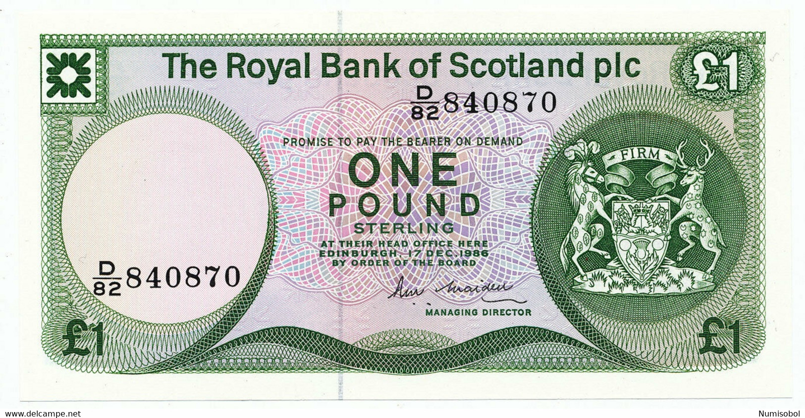 SCOTLAND - 1 Pound 17. 12. 1986. P341Ab, UNC. (SC012) - 1 Pound