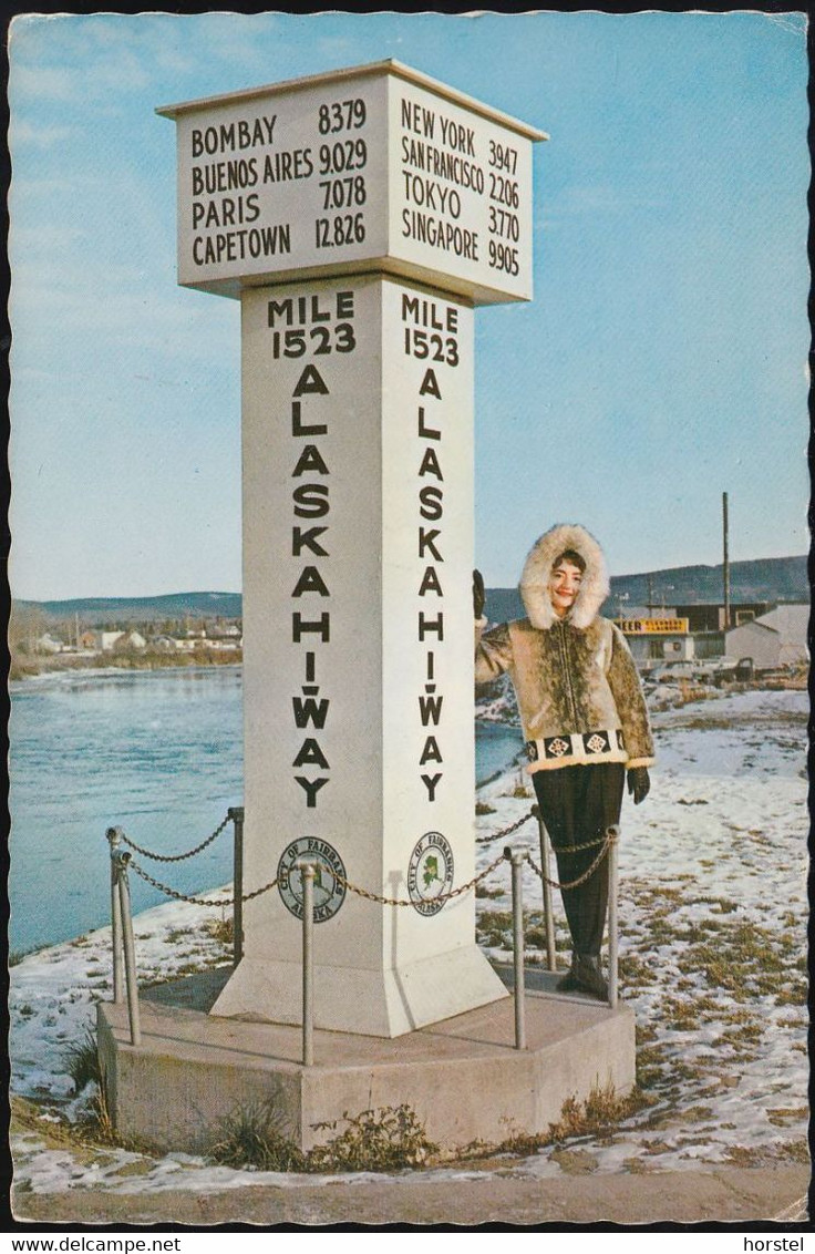 USA - Alaska - Fairbanks - Highway Marker - Girl - Fairbanks