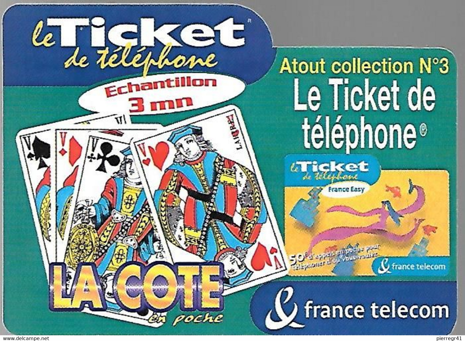 TICKET² TELEPHONE-PRIVE-FRANCE-TK-PR105-3Mn-La COTE En Poche-Le Ticket Téléphone Collect -Neuf-TBE/RARE - FT Tickets