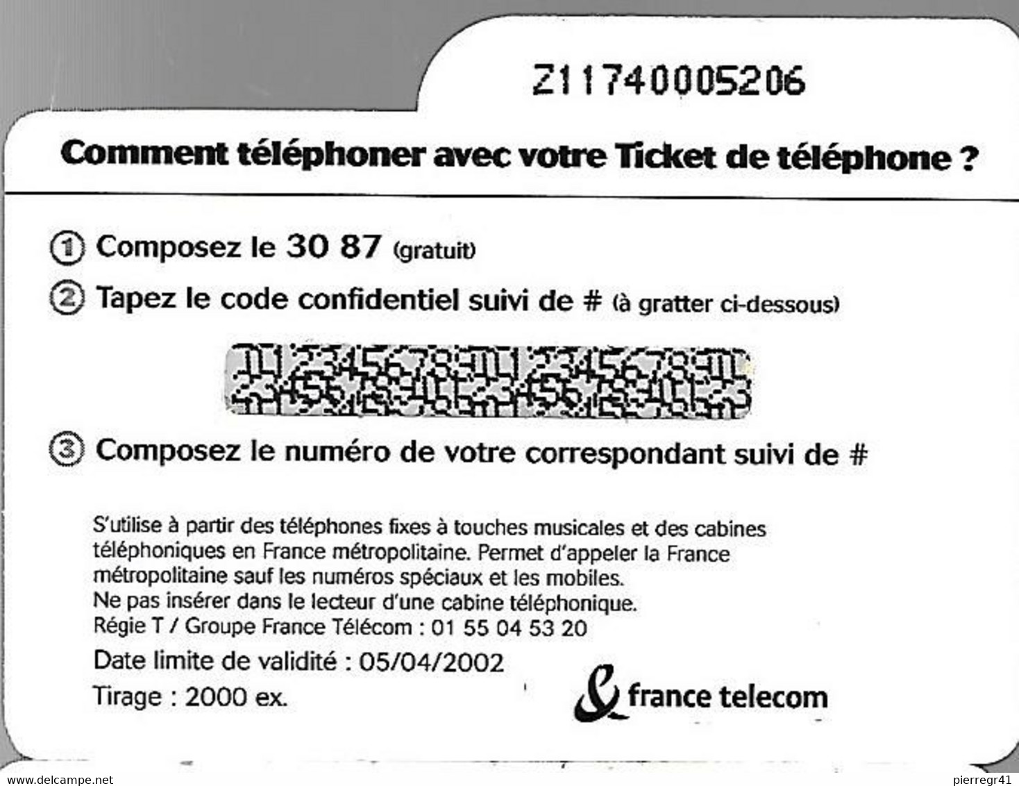 TICKET² TELEPHONE-PRIVE-FRANCE-TK-PR105-3Mn-La COTE En Poche-Le Ticket Téléphone Collect -Neuf-TBE/RARE - Biglietti FT