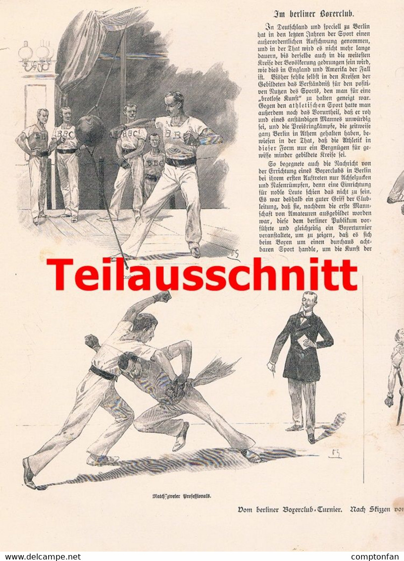 086 Otto Gerlach Boxerclub Berlin Großbild 38x27 Cm Druck 1897 - Andere & Zonder Classificatie