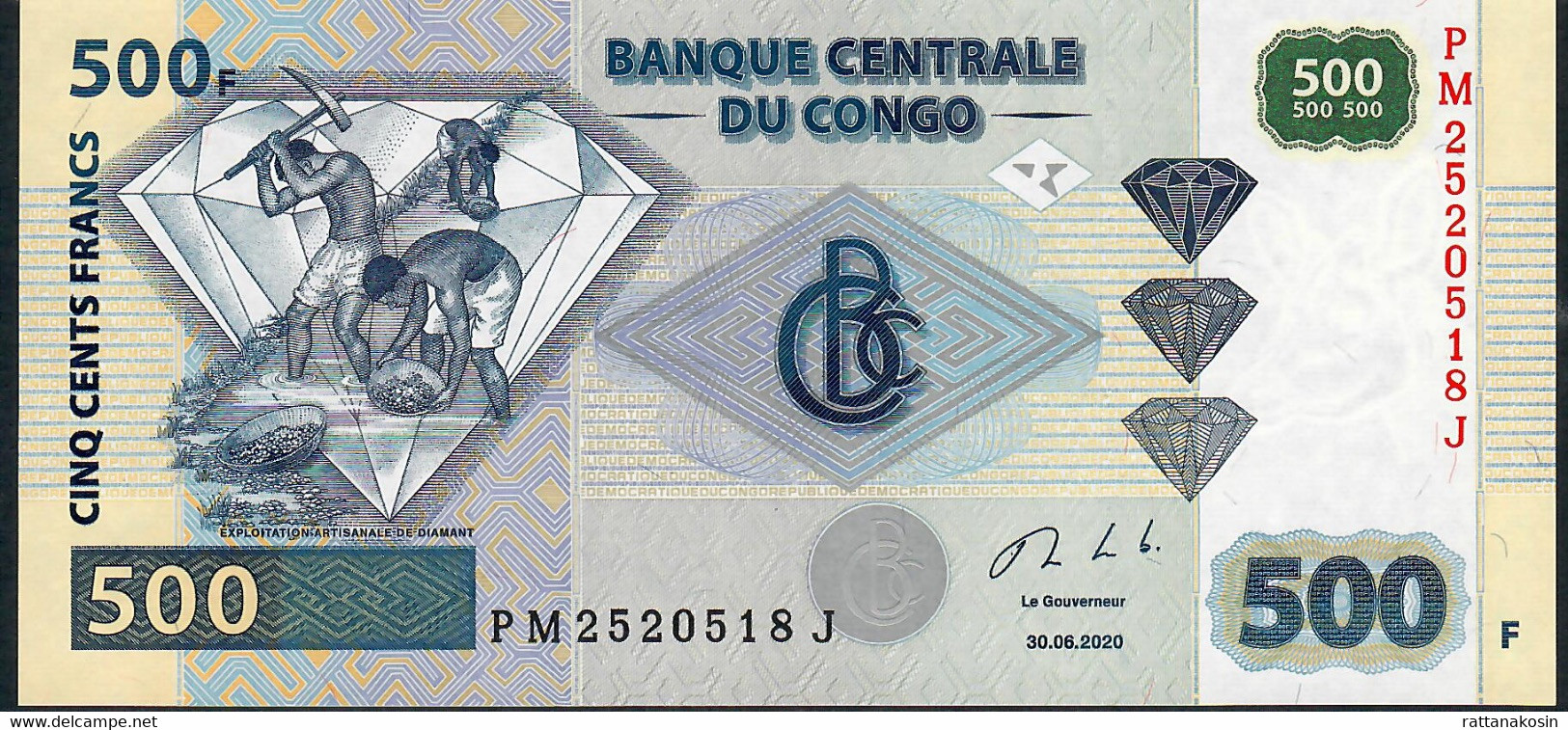 CONGO D.R. P96f 500 FRANCS 30.6.2020 # PM/J Signature 2 / Printer CRANE CURRENCY       UNC. - Repubblica Democratica Del Congo & Zaire