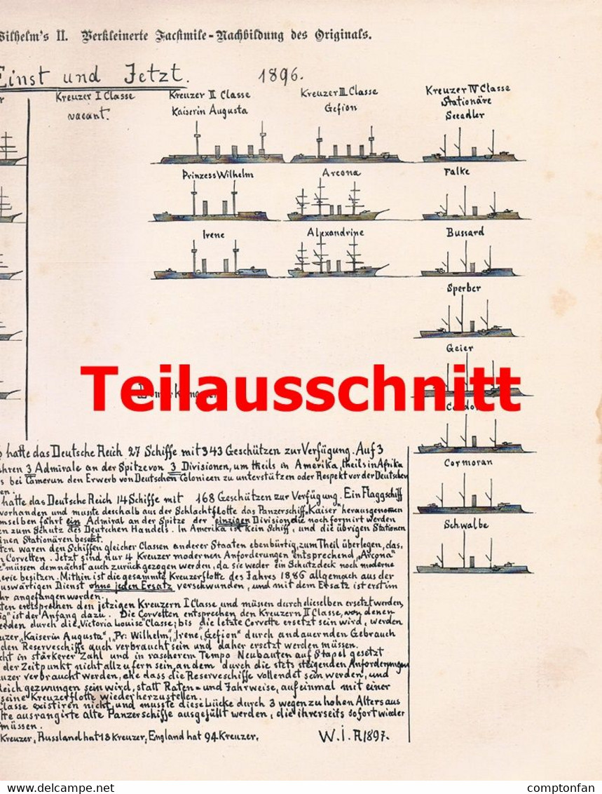 087 Kaiserliche Marine-Tabellen Kriegsflotte seit 1893 38x27 cm Druck 1897