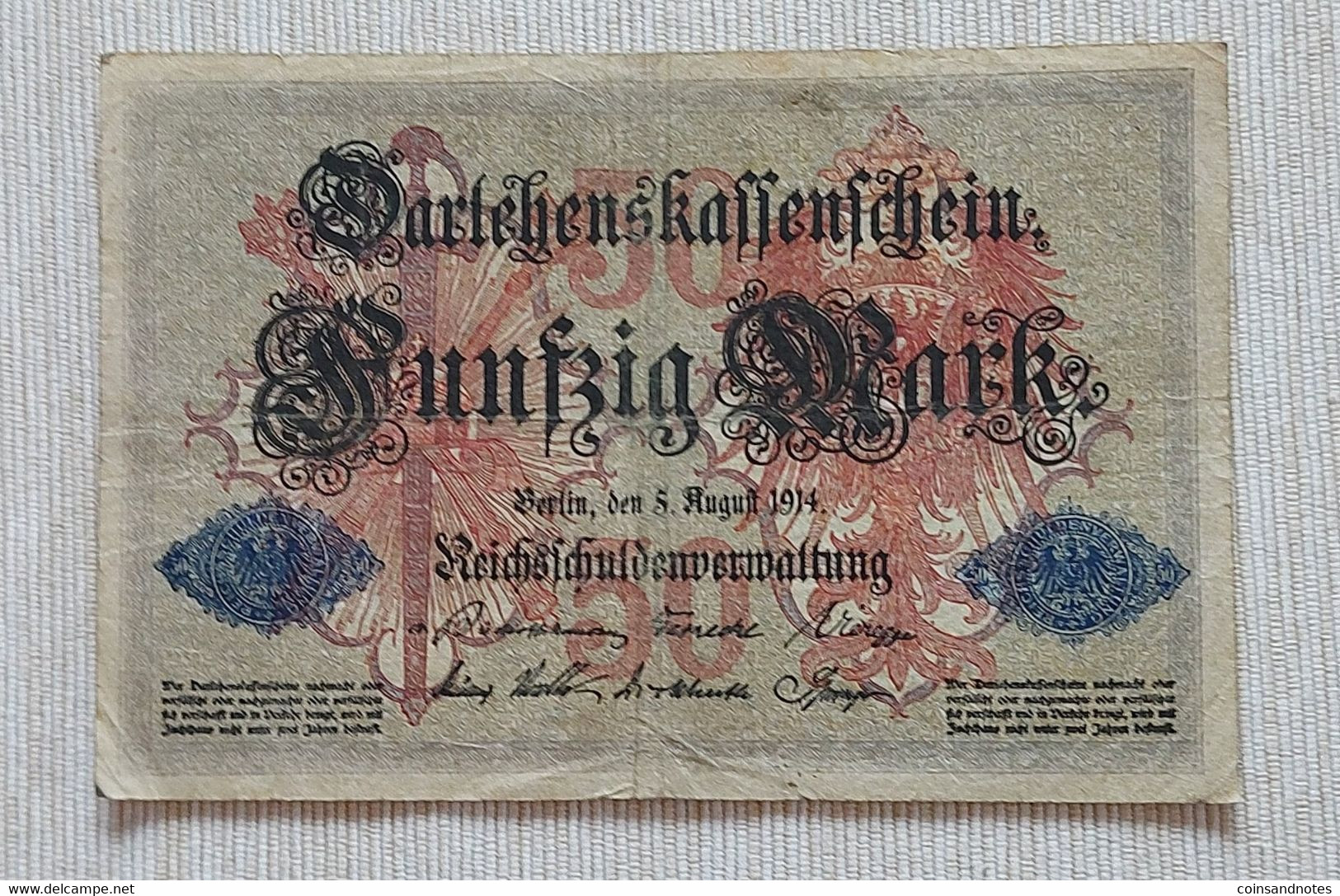 Germany 1914 - 50 Mark - Darlehenskassenschein - No E.Nr 5048013 - P# 49b - VVF - 50 Mark