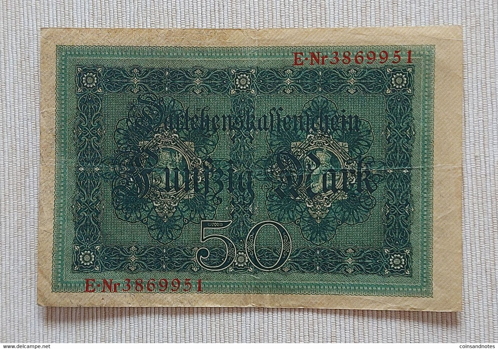 Germany 1914 - 50 Mark - Darlehenskassenschein - No E.Nr 3869951 - P# 49b - VVF - 50 Mark