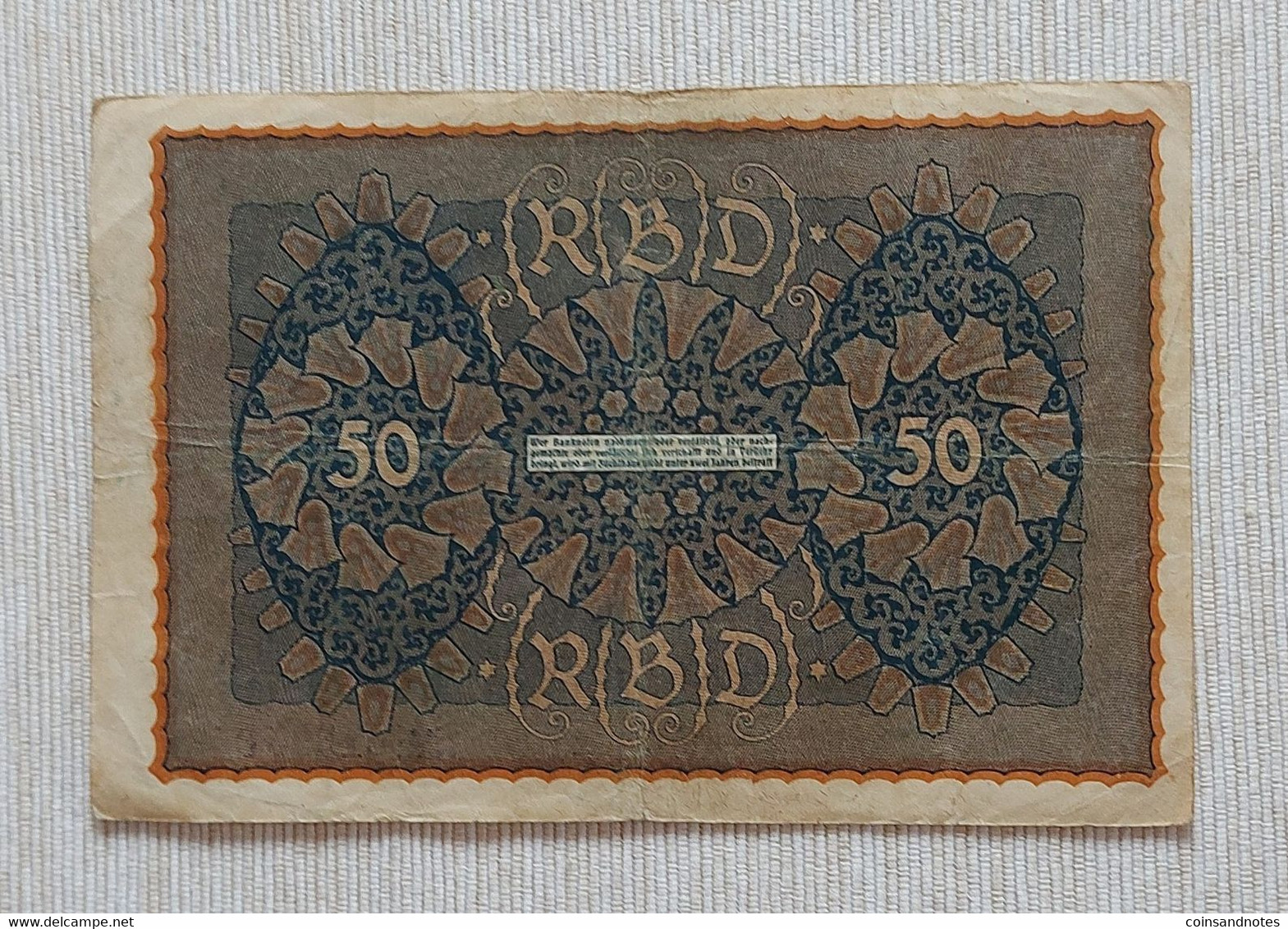 Germany 1919 - 50 Mark - Reichsbanknote - No 615951 - P# 66a - VVF - 50 Mark