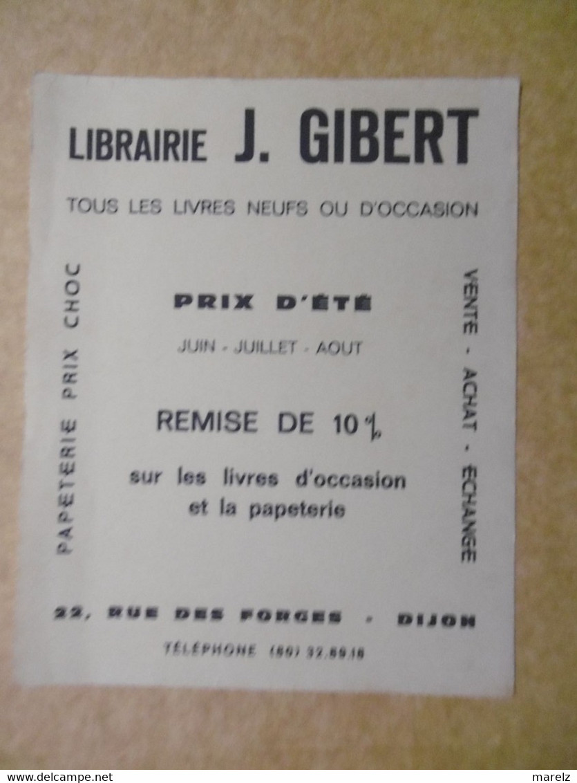 Buvard Publicitaire - Papeterie Librairie J. GIBERT Rue Des Forges à DIJON - Papeterie